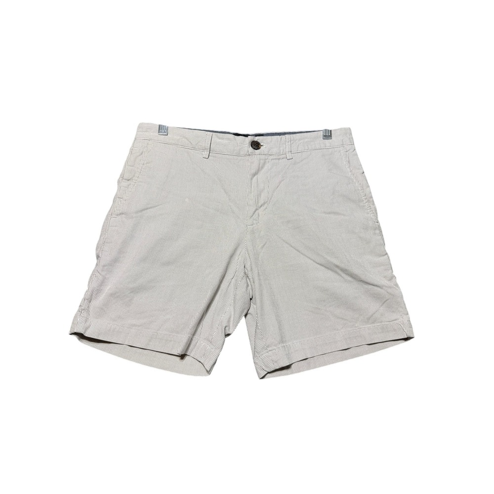 Club Monaco Baxter Fit Shorts Mens 28 Tan Striped Good Seersucker Chino